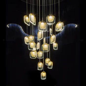 Modern Candelabru de Cristal Pentru Scara Lungă de Lux CONDUS Hol Lampa Creative Living Aur Decor Acasă Corpuri de Iluminat