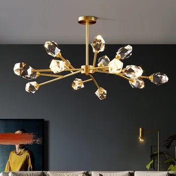 Moderne de Lux, Stil Candelabru LED Pentru Living, Dormitor, Sufragerie, Bucătărie Plafon Lampă de Aur Cupru Cristal G9 Pandantiv Lumina