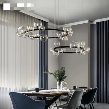 Moderne de Sticlă transparentă cu Bule CONDUS Chandelier Salon de Corpuri de Iluminat Restaurant Dormitor Hanglamp Cablu Loft Room Decor