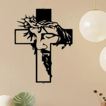 Montat pe perete Crucea de Fier Isus uimitoare Crucifix Sculptat Statuia Perete Cruce pentru ziua Recunostintei Apartament Botez, Decor Acasă Intrare