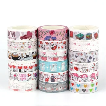NOU 1 BUC 10M Decorative Pisici Drăguț cu Cupe Valentine Inimile de Hârtie Japoneză de Mascare Bandă Washi Scrapbooking Jurnalizare Papeleria