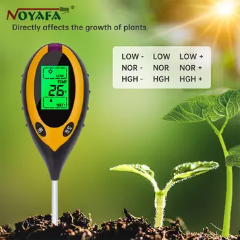 NOYAFA NF-TR02 Digital 4-În-1 de Sol PH-Metru de Umiditate Monitoriza Temperatura Soarelui Tester pentru Gradinarit Plante Agricole Cu Test