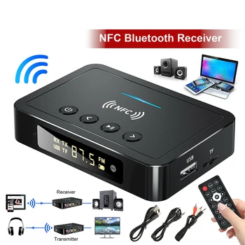 Negru Nfc fără Fir Transmițător Receptor Auto compatibil Bluetooth 5.0 Adaptor M6 Fm 3-în-1 Adaptor Audio Cu Display Led