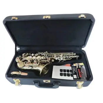 New Sosire Saxofon Soprano Curbat Sax BbTune Instrument Muzical cu Mustiuc Saxofon Grad Profesional Gratuit