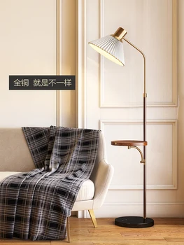 Nordic Simplu în Stil American Cupru Camera de zi Dormitor Studiu Lampa de Podea Raft de Depozitare cu Masă de Cafea Verticale Lampa de Podea