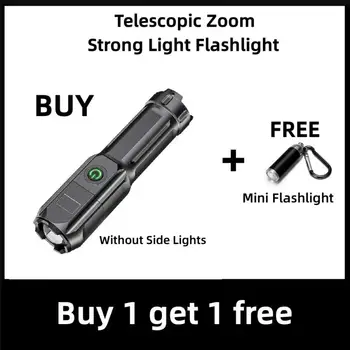 Nou Stil Zoom Telescopic Lumina Puternica Lanterna de Încărcare USB Portabil Mic Reflectoarelor cu Rază Lungă de Inundații în aer liber de Iluminat Lampa