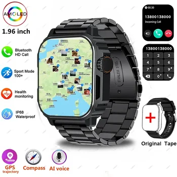 Noul Ecran AMOLED de apelare Bluetooth Ceas Inteligent Bărbați Busola Sport Fitness Tracker GPS rezistent la apă în aer liber Smartwatch Pentru Android ios
