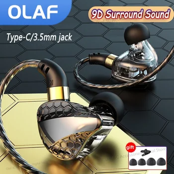 OLAF DAC Tip C/3.5 mm HIFI Căști cu Fir Căști Bas Handsfree Stereo Cablu de Căști Gamer Pavilioane Linie de Control Pentru Telefoane