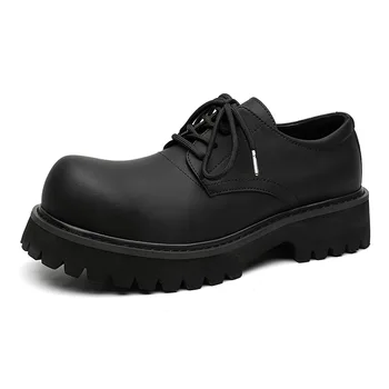 Oamenii lui cap-Mare Derby Casual din Piele Pantofi cu Platformă Înaltă de Toamna Iarna Nou Designer de Moda Rochie Neagra Pantofi pentru Bărbați