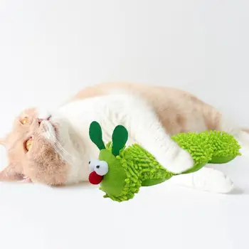 Omida în Formă de Jucărie Pisica Musca-rezistent la Pisică Jucărie de Pluș Verde, Omida cu Catnip Spori Bond Proteja de Redare