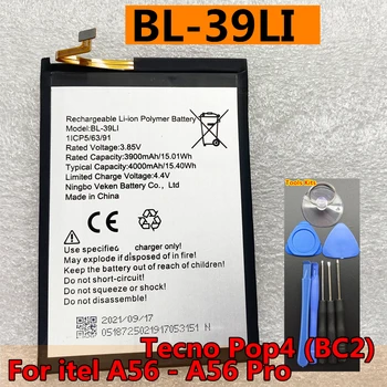 Original 3.85 V 4000mAh BL-39LI Baterie Pentru itel A56 A56 Pro / Tecno Pop4 Pop 4 (BC2) BL-49NI Baterii de Telefon Mobil
