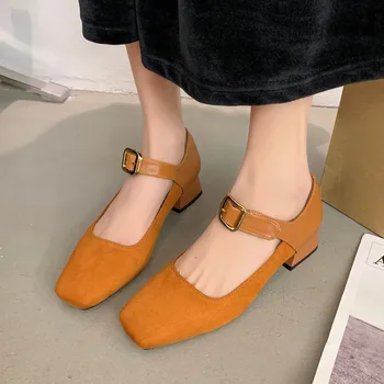 Pantofi De Catifea Femei Sexy Tocuri De Baschet Platforma Indesata Sandale Încălțăminte De Mică Adâncime Gura Mary Jane Stil Clasic Deget De La Picior Pătrat 2023