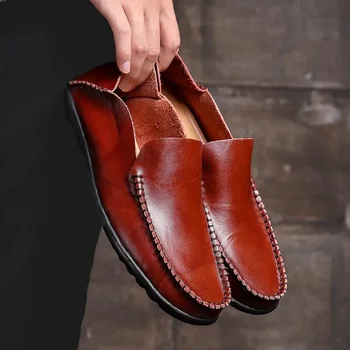 Pantofi pentru bărbați 2023 Noi de Vara piele de Vacă Mazăre Pantofi din Piele Moale de Jos Slip-on Leneș de Conducere Casual Pantofi din Piele pentru Barbati