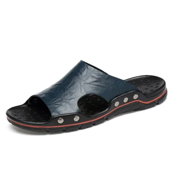 Papuci din piele pentru Bărbați de Mari Dimensiuni 48 Slip-On Pantofi Casual de Vara Respirabil în aer liber Bărbați Papuci Confortabile Sandale de Plaja