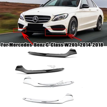 Pentru Mercedes-Benz C-Class W205 C300 C400 C63 2014 2015 2016-2018 Bara Fata Tăiați Banda Crom Slefuit Buza CROM Negru TAPITERIE