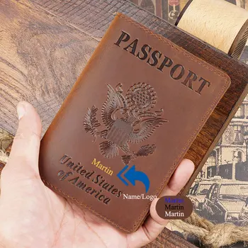 Personalizare Gravura Piele naturala Pașaport Titularul de Acoperire Pentru NOI Titularului Cardului de Credit Pașaport Caz de Călătorie Portofel Geanta Personalizate