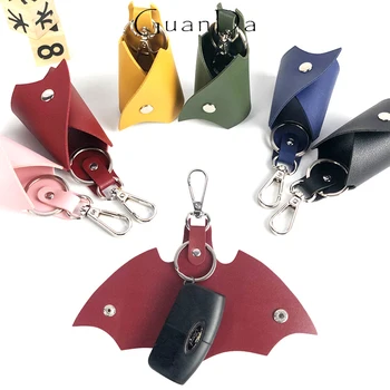 Personalizat Inițialele Bat în Formă de Cheie lanț de Înaltă Calitate din Piele PU Portofel Cheie Masina Canadiană Forma Drăguț Capac de Protecție inel de chei