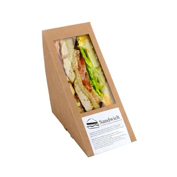 Personalizate productCustom Design Hârtie Kraft pană în formă de Sandwich Cutie cu fereastra