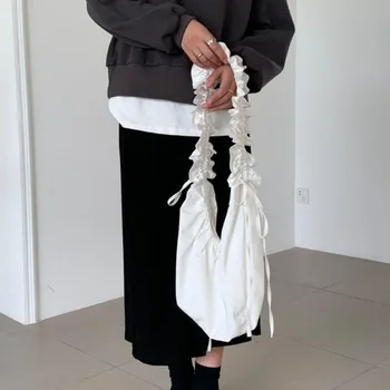 Plisata Femei Geantă de Umăr coreea Style Solid de Culoare de Mare Capacitate Moda Pungă Simplu Crossbody Genti pentru Fete Geanta de Designer