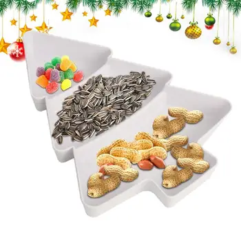 Pomul de crăciun Tava de Servire Pom de Crăciun Bol de Fructe Gustare și Desert Plăci cu 3 Compartimente Gustare Feluri de mâncare de desert tava