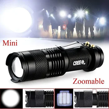 Portabil Mini Lanterna CREE Q5 LED Lanterna AA/14500 Zoom Reglabil Focus Torch Lampă Impermeabil Pentru aer liber, Pescuit si Camping