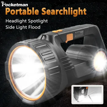 Portabil USB Reîncărcabilă Lanterna LED-uri Far cu Lumină Laterală în aer liber rezistent la apa Puternic lumina Reflectoarelor Felinar Camping Lanterna
