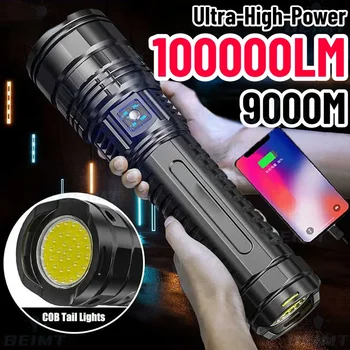 Puternic Led Alb, Laser, Lanterna 15000mAh Built-In Baterie de Urgență Zoomable Tactice Spoturi 9km 10000LM