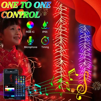 RGB IC Pocnitoare Șir de Lumini,Bluetooth Control de Crăciun, foc de Artificii,Lumini, Anul Nou, rezistent la apa Zână Lumini,Usi Decor
