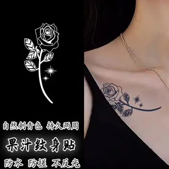 Rose Flori Tatuaje Planta Suc de Tatuaje Temporare Impermeabil Tatuaj Fals pentru Femeie Sexy Brațul Clavicula Durată Autocolant Tatuaj
