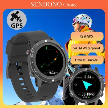 SENBONO 2023 Bărbați Ceas Inteligent Real GPS Compass Sport în aer liber Smartwatch Bărbați rezistent la apa 5ATM Înot Rata de Inima pentru Android iOS