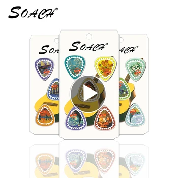 SOACH 10buc Van Gogh timbre Ponturi Chitara Grosime de 0,71 mm Celuloid cu pachetul trimis la întâmplare Chitara Parte & Accesorii
