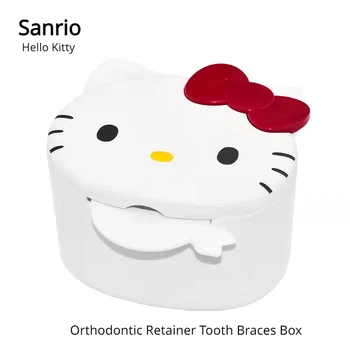 Sanrio Hello Kitty Ortodontic Fixare Dinte Bretele Cutie Anime Drăguț Portabil Proteza De Stocare Bretele Înmuiere Recipient De Curățare