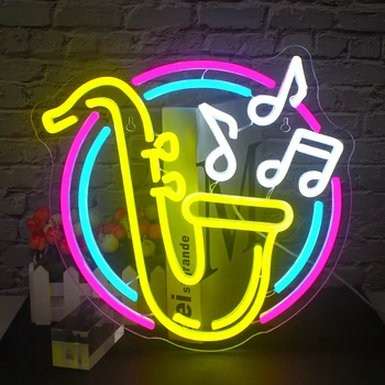 Saxofon Semn de Neon Led Lumini de Neon pentru Decor Perete Muzica de Jazz Aprinde Semne pentru Dormitor Muzica Live Studio Clasă Partid Decor
