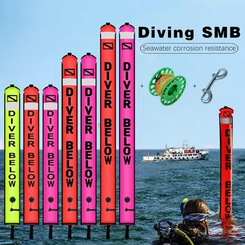 Scuba Diving SMB 1.2 m, 1.5 m, 1.8 m Geamandura Colorate Vizibilitate de Siguranță Gonflabil Smb Cârnați Float Set Aluminiu Bobina Degetul Tambur