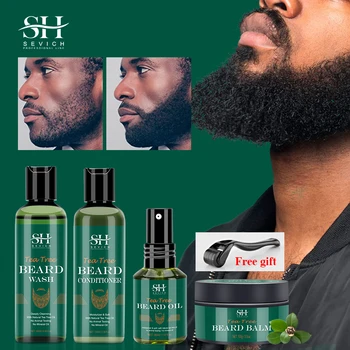 Sevich Barba Hrănitoare Hidratantă De Creștere Kit Pentru Bărbați Mustață Creștere Potențiator De Ulei De Arbore De Ceai Anti Hair Loss Sampon Barba Îngrijire