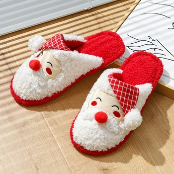 Slide acasă Pufos de Iarnă Caldă de Desene animate Amuzant Casa pantofi Drăguț de Crăciun Papuci Femei Moș Crăciun Fete de Perna Cadou