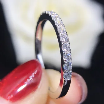 Solid 14K Aur Alb AU585 Platinum PT950 de Lux inel cu diamant jumătate de cerc rând inel cu diamant femei cu diamante mici flash