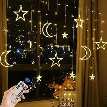Star Luna LED-uri Cortina Ghirlanda Șir Lumina Baterie Decor de Crăciun Camera de zi de Petrecere Nunta revelion Feston Decor