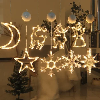Steaua de crăciun Zână Lumini LED Flash Perdea de Lumină ventuza Lămpi Lumini de Noapte Pentru Acasă de Anul Nou Petrecere de Nunta de Decorare