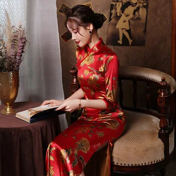 Stil Oriental Nunta Roșie Qipao Femei Noutate Tradițională Chineză Rochie Handmade Butonul Slim Mult Îmbunătățit Cheongsam Plus Dimensiune