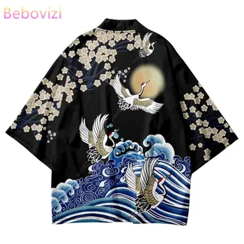 Stil Vintage Macara Val Kimono 2023 Femei de Moda Cardigan Halat Negru Haine de Vară pe Plajă Japoneze Yukata Haori Plus Dimensiune 6XL