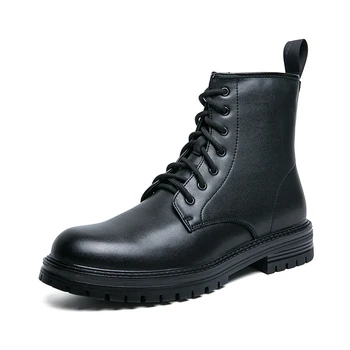Stil britanic cizme negre din piele barbati 2023 noi gros cu talpi de primăvară și de toamnă noile cizme glezna Mare deget de la picior din piele pantofi
