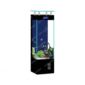 Super Alb Sticlă Rezervor de Pește Mici și Mijlocii, Camera de zi Acasă Verticale Schimba Apa de Acvariu