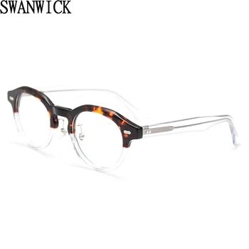 Swanwick retro rotund ochelari vintage femei de sex masculin stil coreean manual de acetat de ochelari rame optice oamenii leopard negru unisex