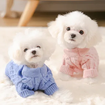 Toamna Catelus Prajit poftă de mâncare Aluat Textura de Tricotat pulover Pulover Mici și Mijlocii Câine Bipod Pisica Haine