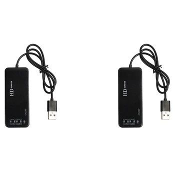 Top 2X 3-Port Hub USB 2.0 Extern, placa de Sunet 7.1 Ch Cască Microfon Adaptor Pentru Pc Negru