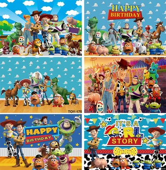 Toy Story Fundaluri de Fotografie pentru Copii Băiat Ziua de nastere Consumabile Partid Decor Cer Albastru Nori Albi Perete de Desene animate de Fundal Fotografie
