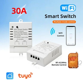 Tuya Wifi Inteligent Comutator DIY Timer+Telecomanda AC 85-265V 30A Putere Monitor Kwh Pentru Alexa de Start Google