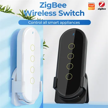 Tuya ZigBee Wireless Smart Home Scena Comutator Lumină De Control De La Distanță Inteligent De Viață App Telefon 4 Gang 12 Scenă Atingeți Comutatorul De Lumini