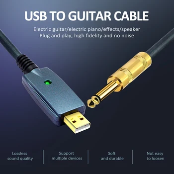 USB Audio Conector Cablu Adaptor Cablu de Chitara Electrica Chitara, Accesorii Chitara 6,35 mm Cablu de Chitara Interfață